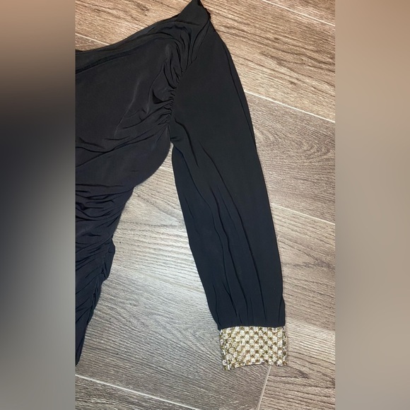 Jodi Kristopher mini black cocktail dress one sleeve size small - Picture 4 of 6